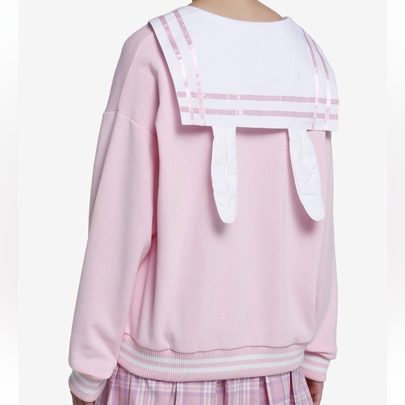 Sweet Society Pink Bunny Ear Sailor Collar Sweatshirt Hot Topic - Picture 3 of 3